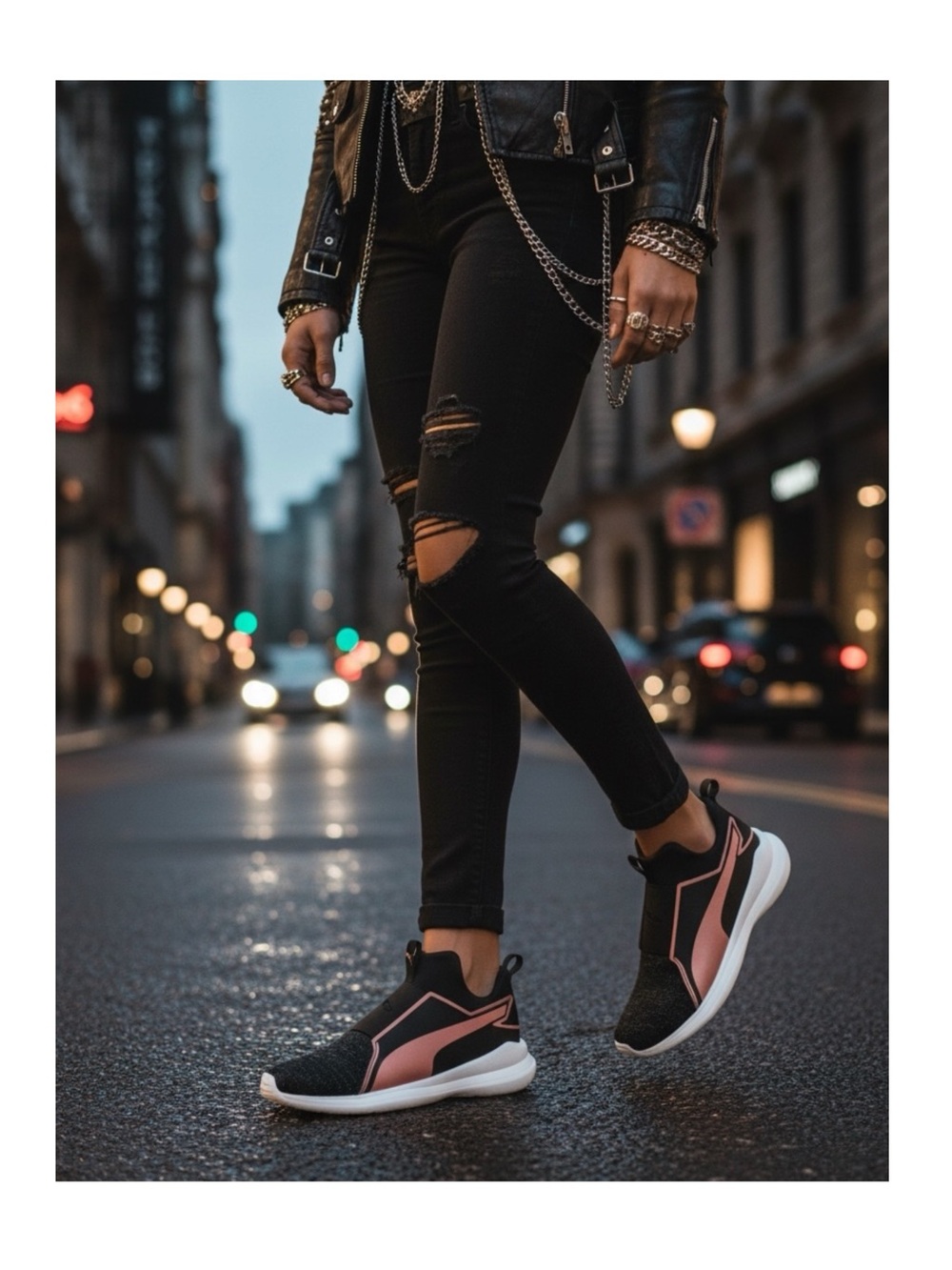 Rare: Puma ✪ Enzo Lightweight Shiny Knit Run Sneaker ✪ Black Silver Pink ✪ 36 6M